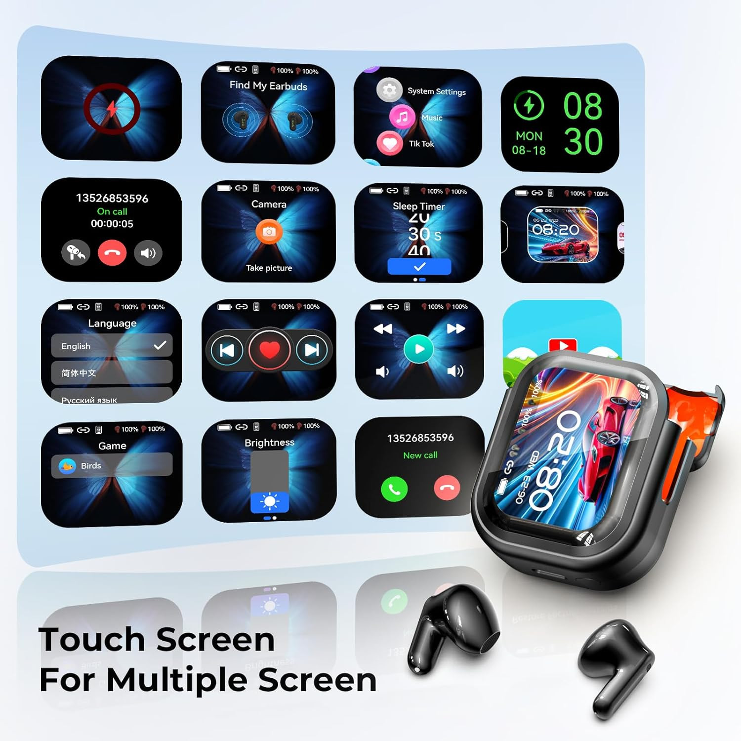 NE20 Translation Earbuds Real Time, AI 135 Language Translator Earbuds, LCD Touc