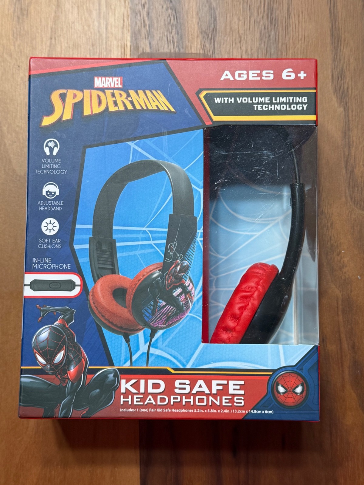 Spider man Kid Safe Wired Headphones Adjustable Headband Soft Ear Cushions