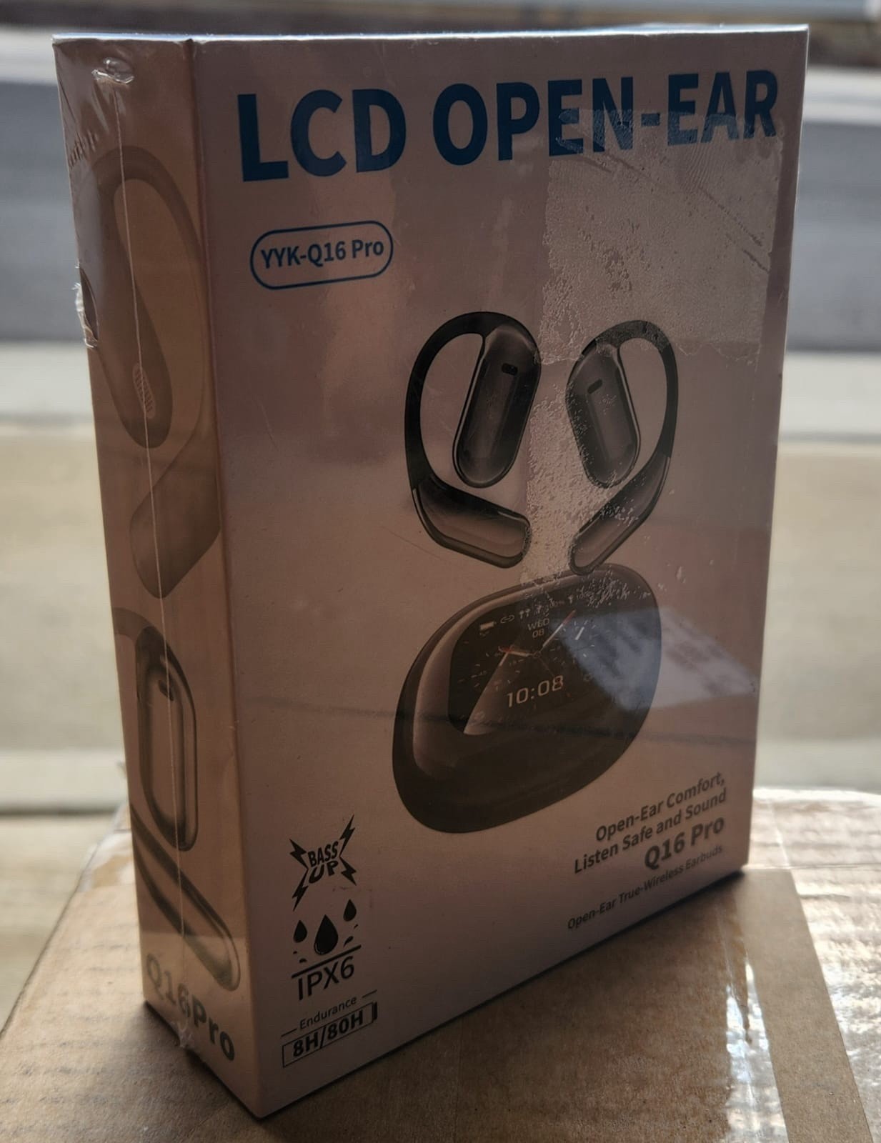 YYK Q16 Pro LCD Open-Ear Wireless Translator Earbuds, Noise Cancellation, Black