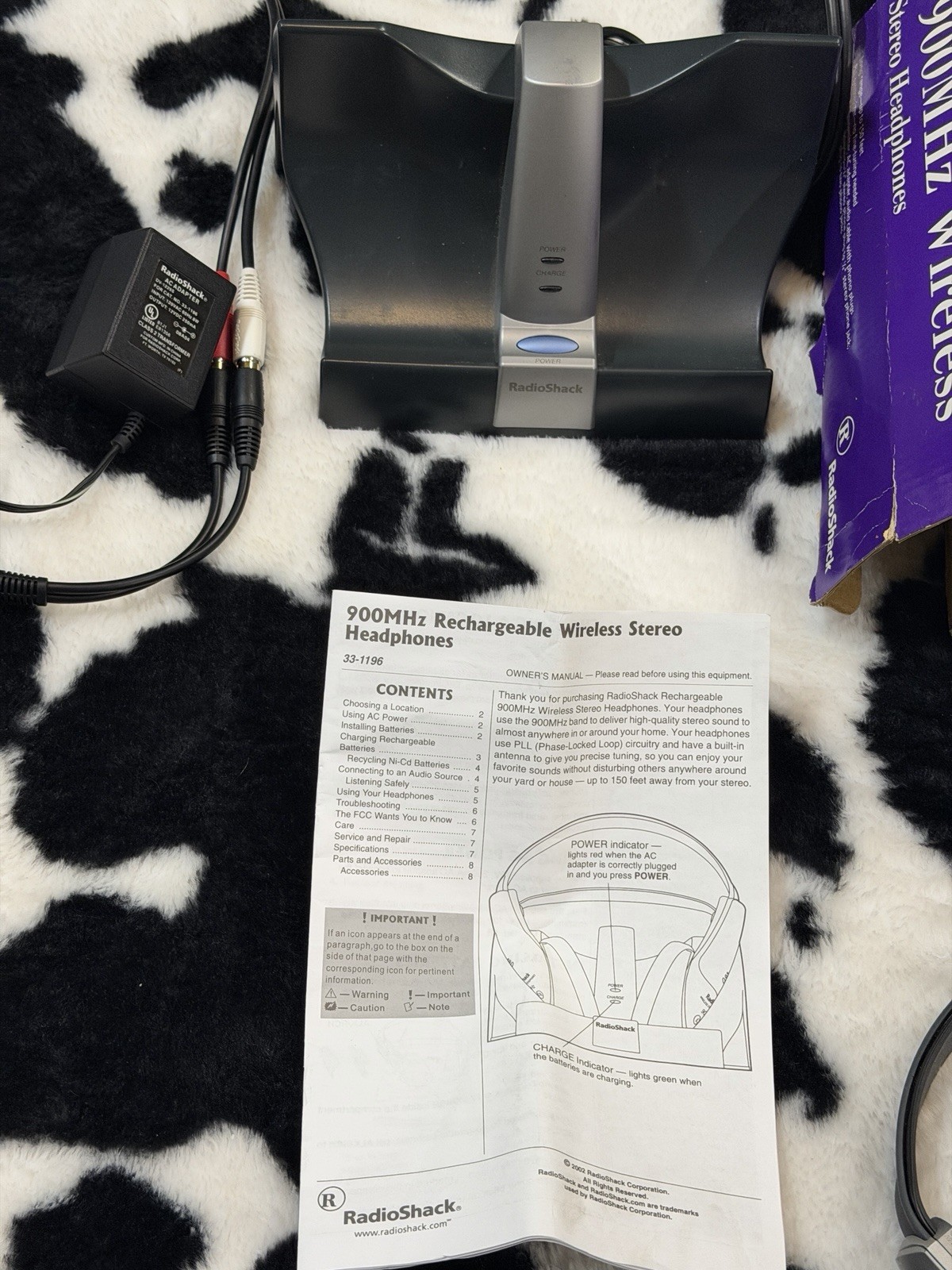 VTG Radio Shack 900MHZ Wireless Stereo Rechargeable Headphones 33-1196 –