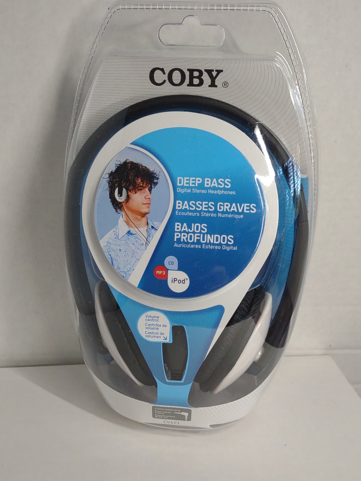 Coby Deep Bass Digital Stereo Headphones CV121 Black 3.5mm Plug New (W)