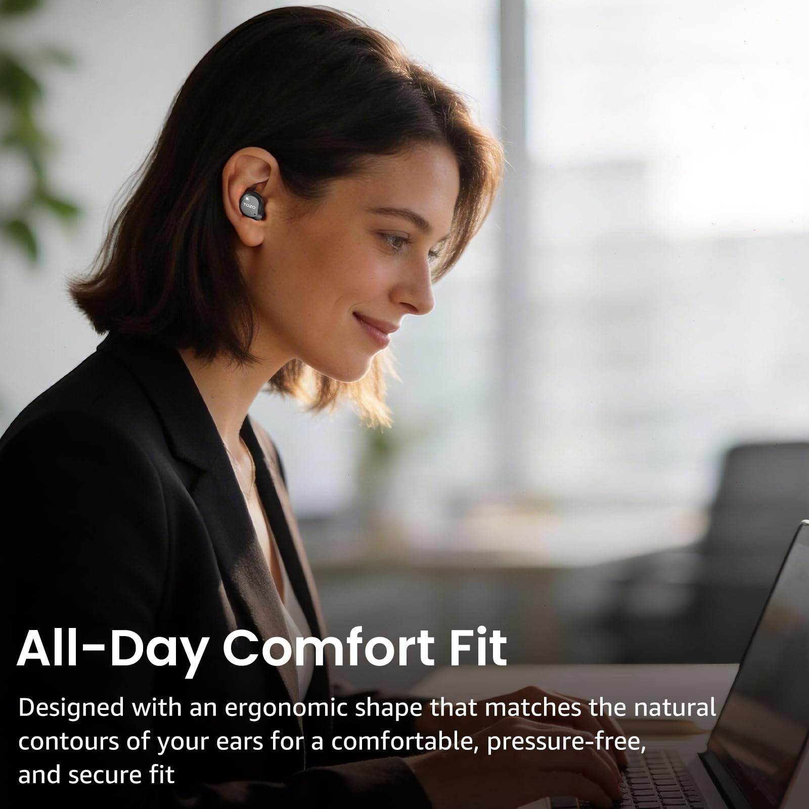 TOZO NC9 Wireless Earbuds with Hybrid ANC-Modes, IPX8 Waterproof, Refurbished