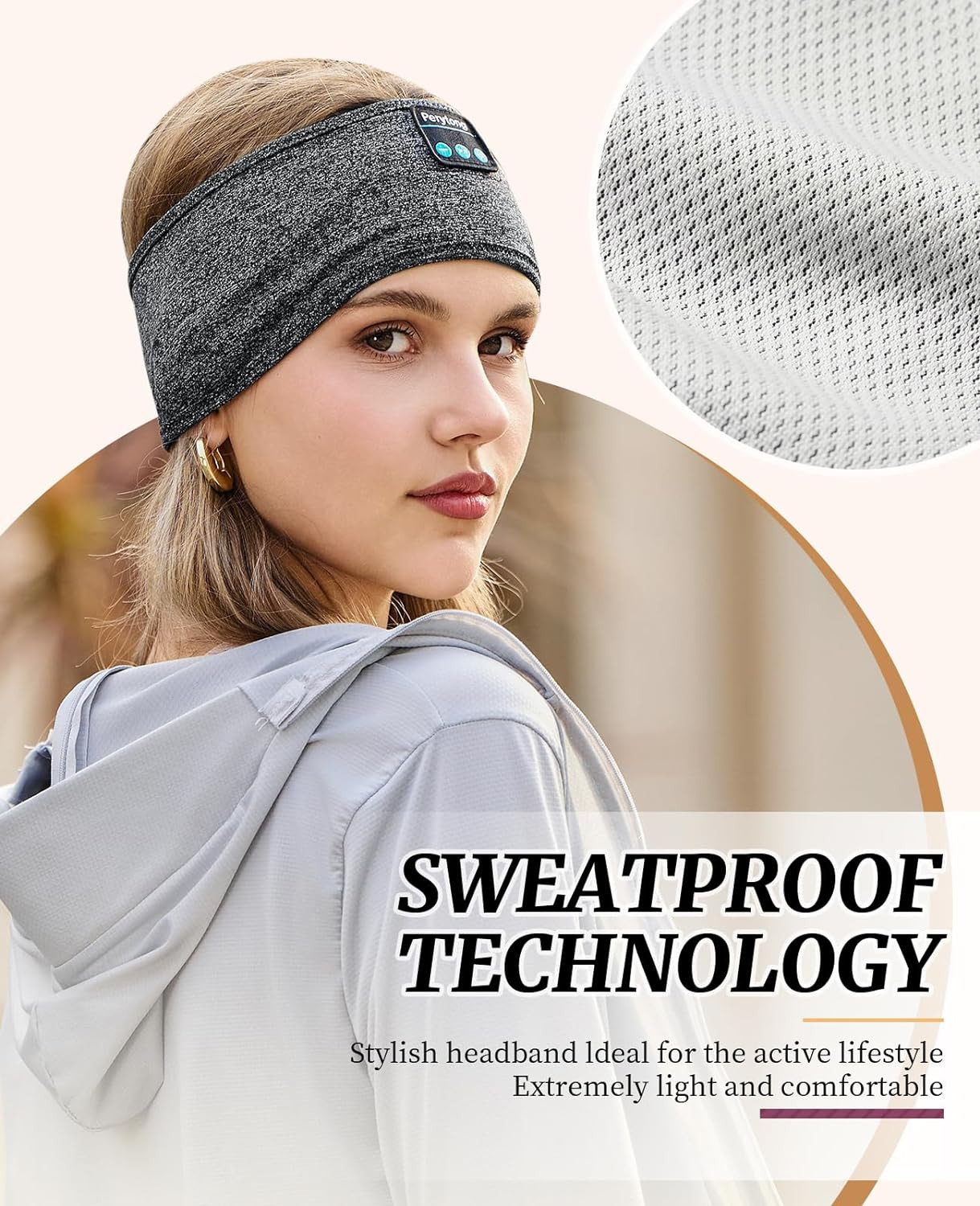 Sleep Headphones Wireless, Bluetooth Sports Headband Headphones with Ultra-Thin