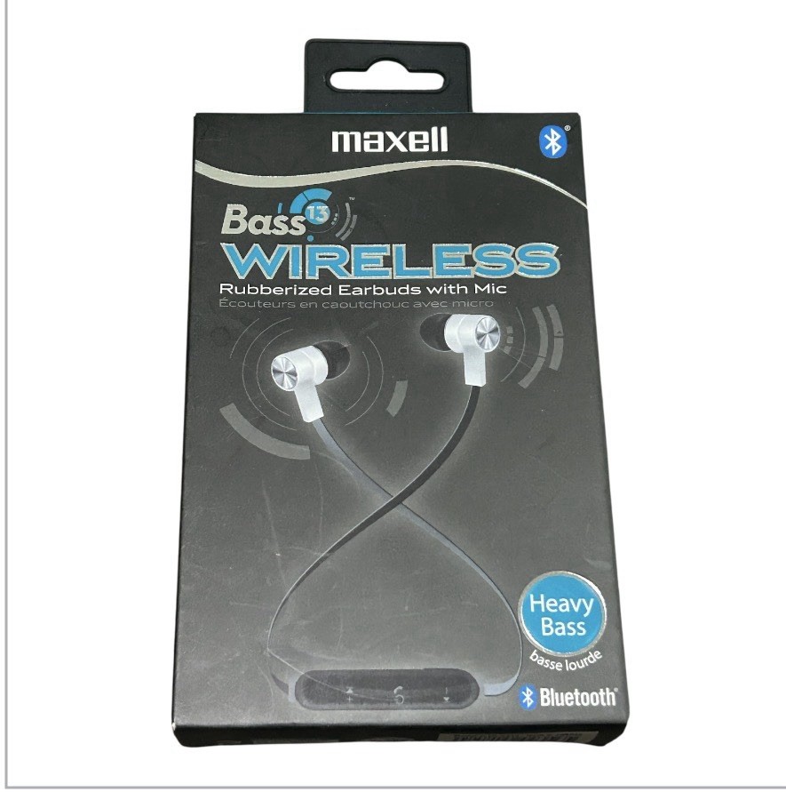 Maxell Bass 13 Bluetooth Wireless Rubberized Earbuds With Mic Heavy Bass