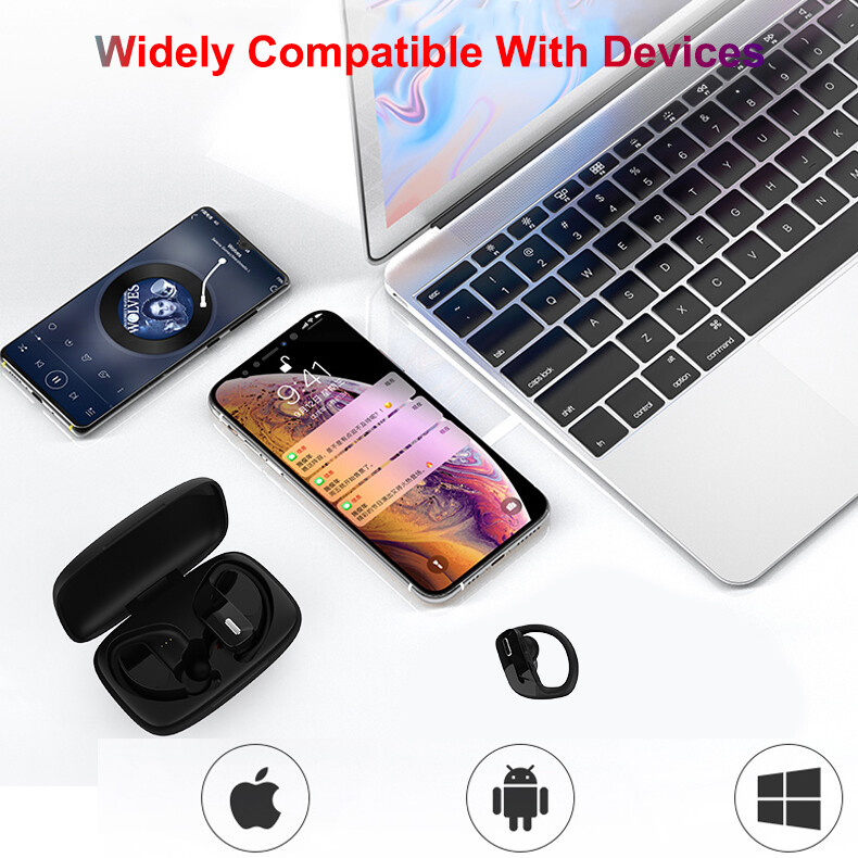 Bluetooth 5.0 Headset Wireless Earphones Stereo Noise Reduction Sport Ear-hook