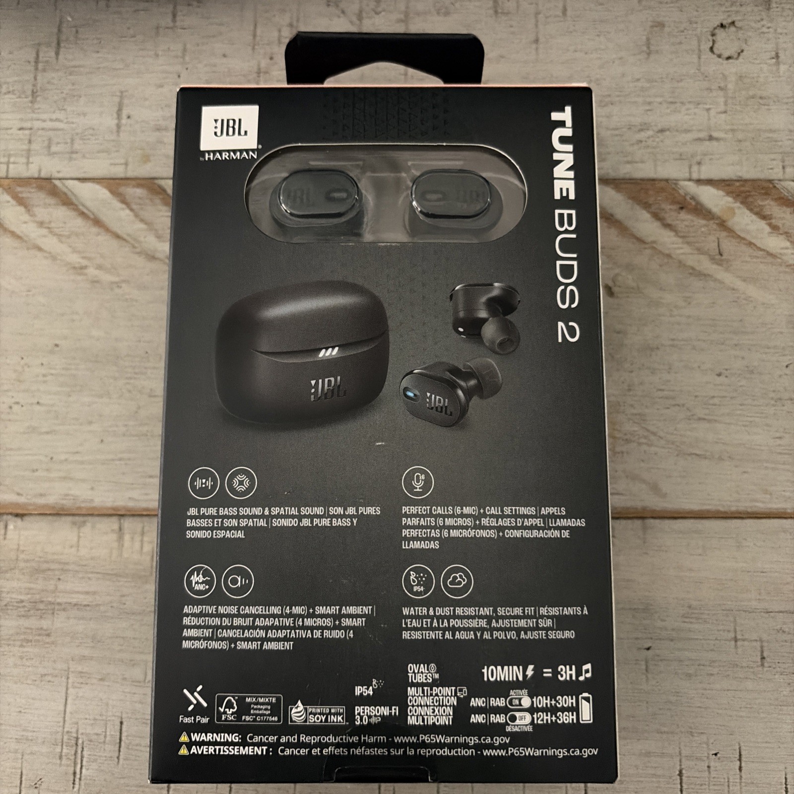 New JBL Tune Buds 2 Adaptive Noise Cancelling Headphones Black JBLTBUDS2BLKAM