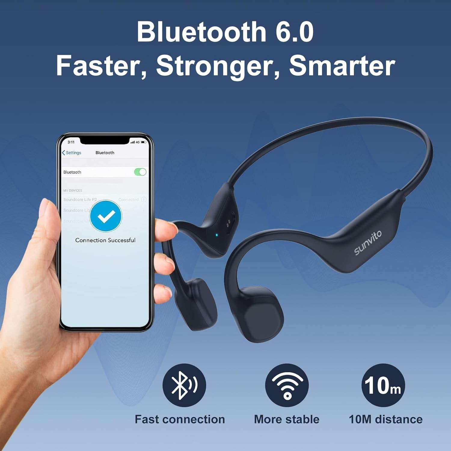 Durable Bone Conduction Headphones – 10 Hours of Wireless Adventure Awaits