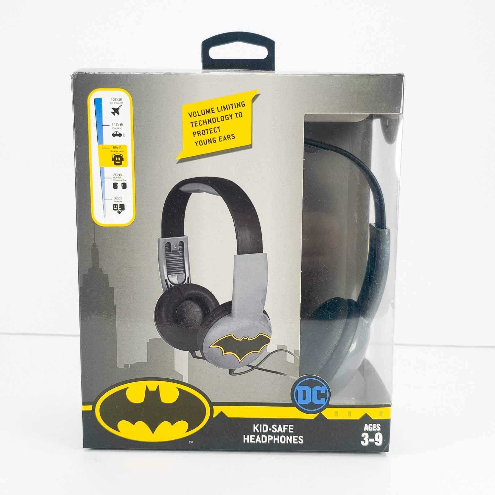 DC Batman Kid Safe Headphones Volume Limiting Wired 3.5mm Ages 3-9 School New