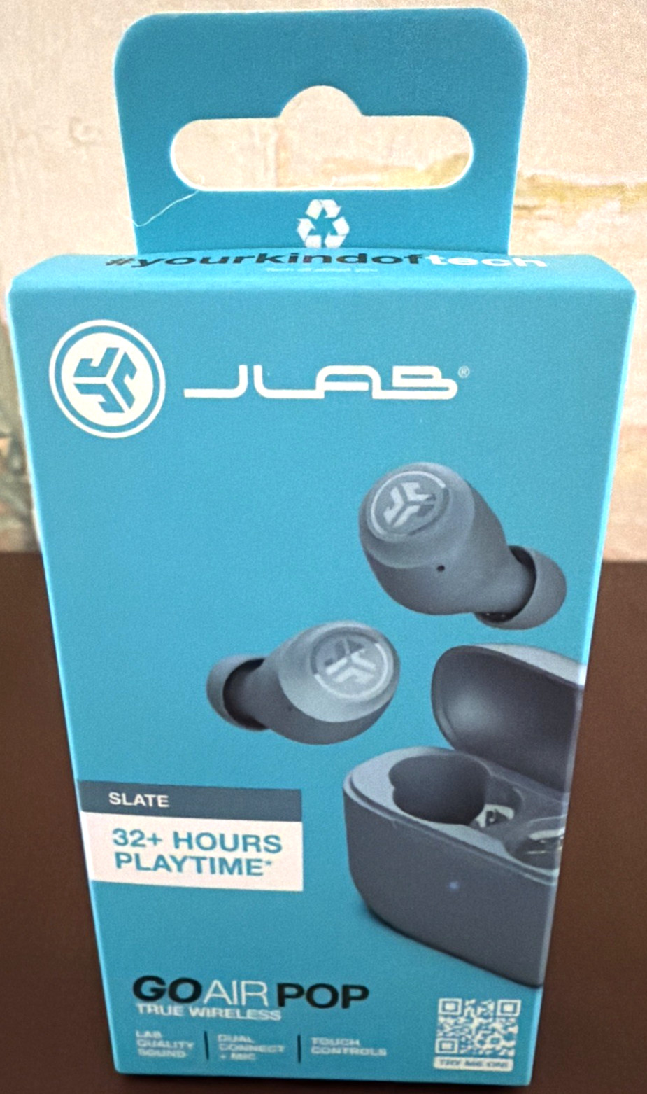 JLab Go POP True Wireless Bluetooth Earbuds SLATE 35 Hours Playtime NEW, SEALED