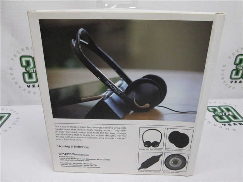 KOSS KPH25k On-Ear Headphones 80-20,000 Hz 94 dB SPL New Sealed Boxes Lot of 3