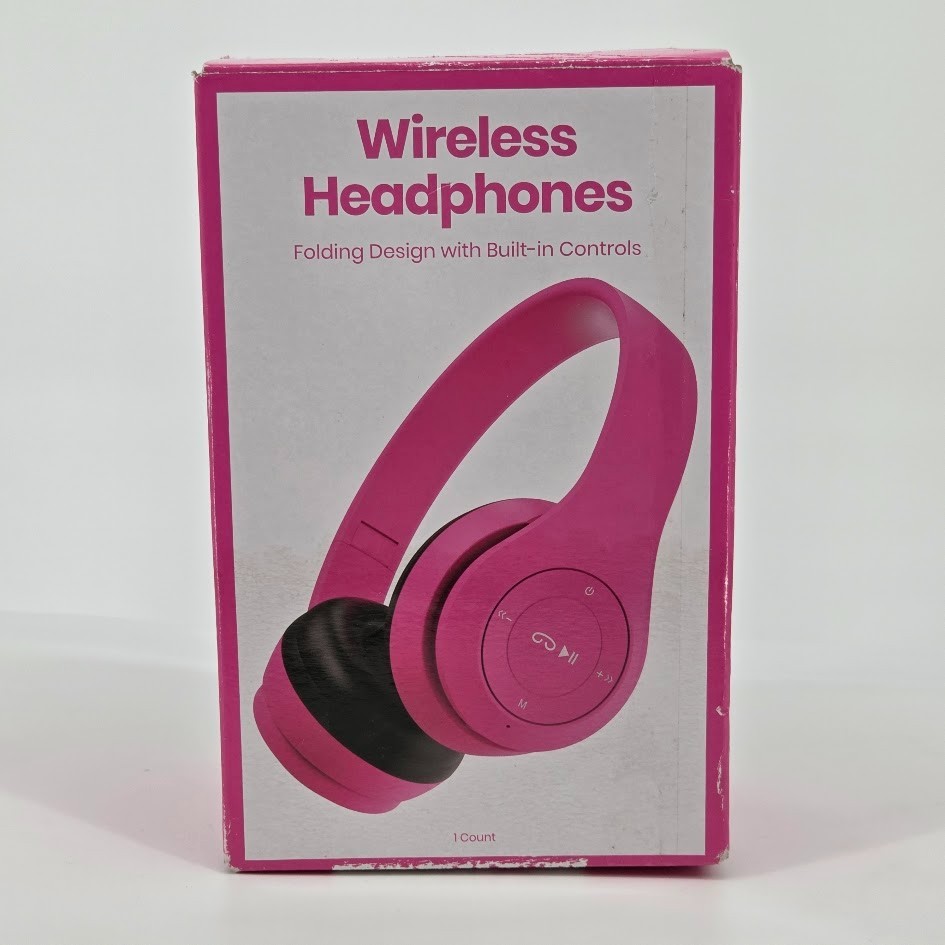 GEMS Over the Ear Wireless Headphones – Pink: Built-In Microphone