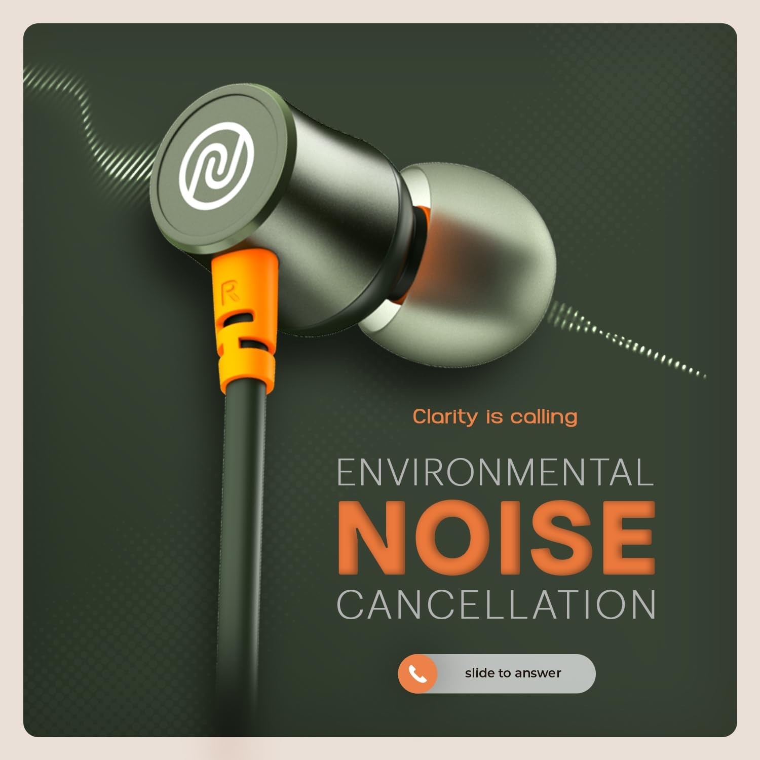 Noise Airwave Bluetooth in Ear Neckband with 50H of Playtime, Olive Green