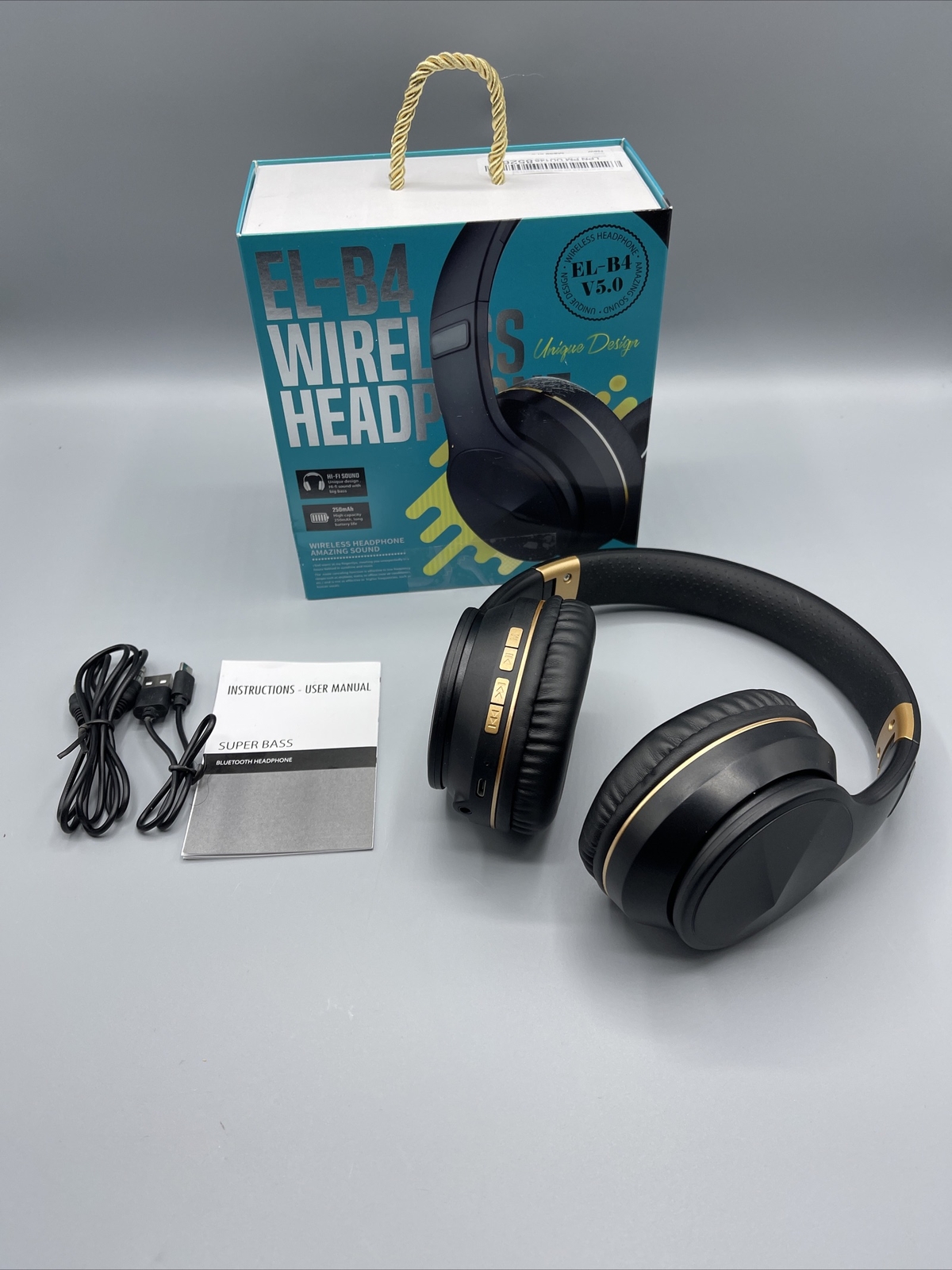 EL-B4 Wireless Over Ear Cup Headphones Black/Gold