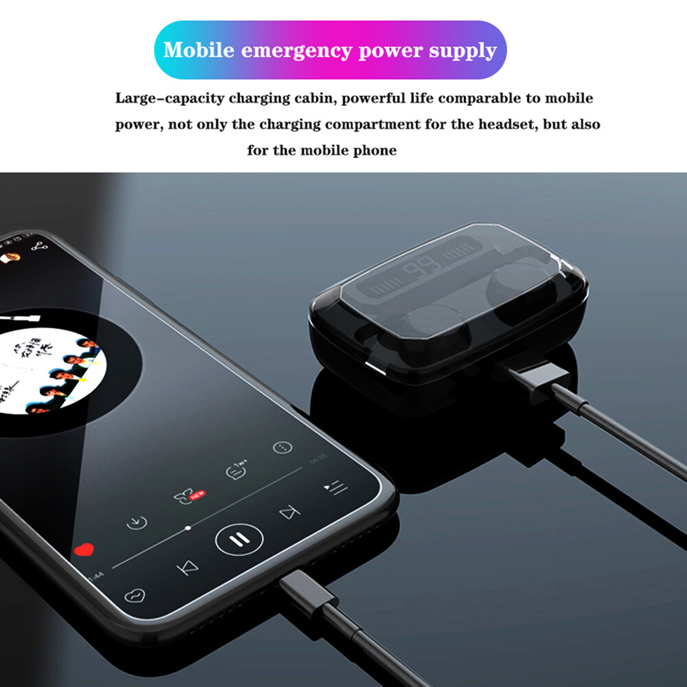 TWS Wireless Earbuds Bluetooth 5.0 Waterproof Headset Headphones With Power Bank