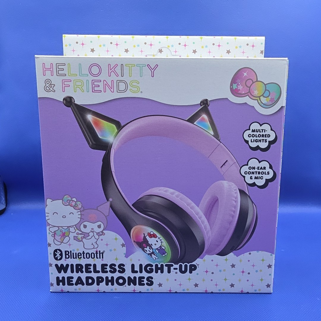 Hello Kitty and Friends KUROMI Wireless Light Up Headphones Bluetooth w/Mic NEW