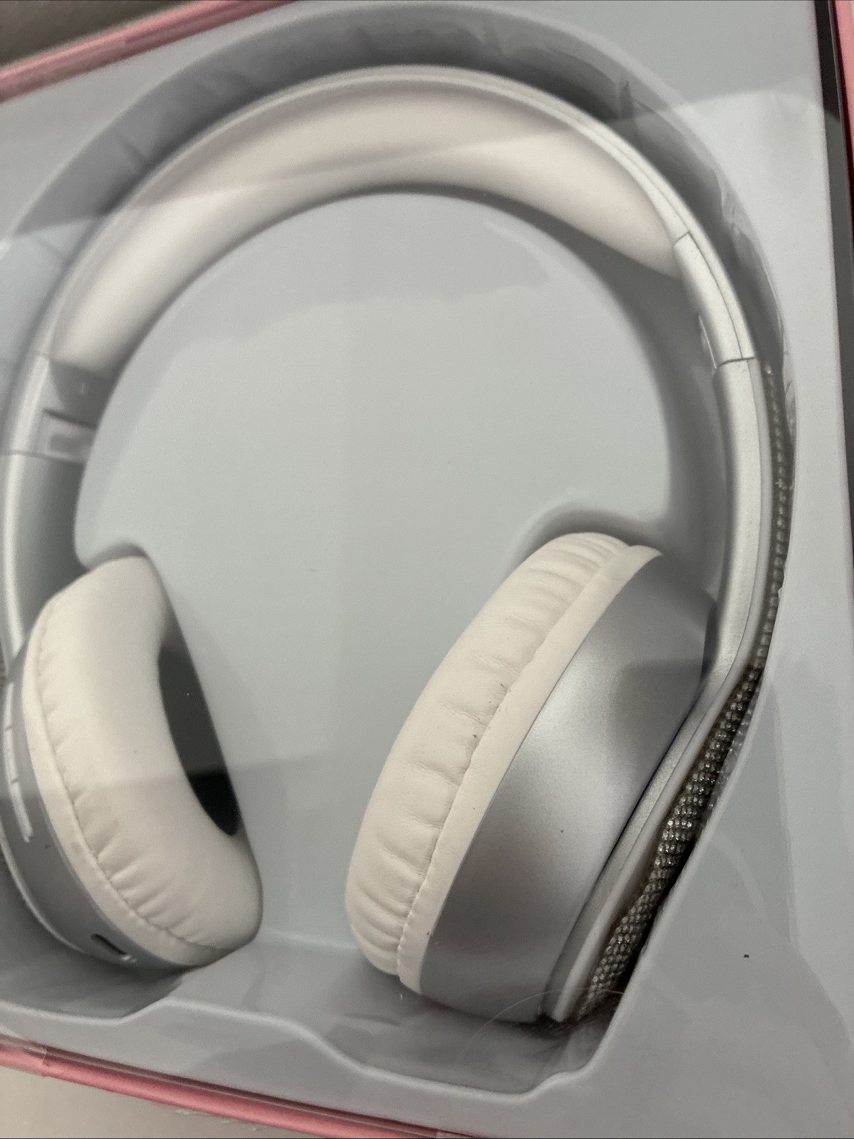 New Juicy Couture Bling Silver Grey Rhinestone Wireless Headphones