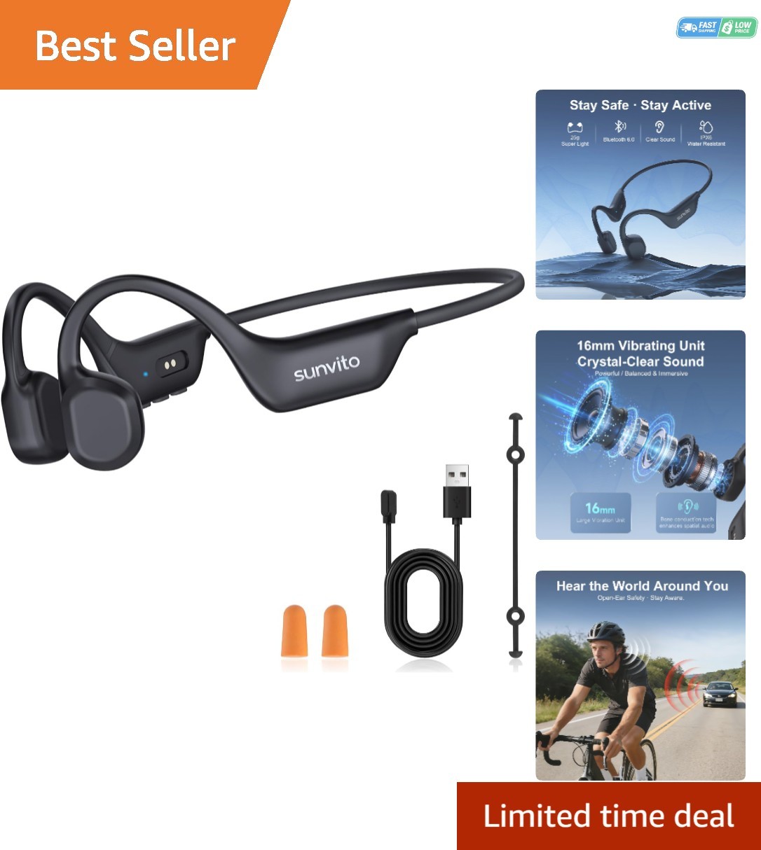 Durable Bone Conduction Headphones – 10 Hours of Wireless Adventure Awaits