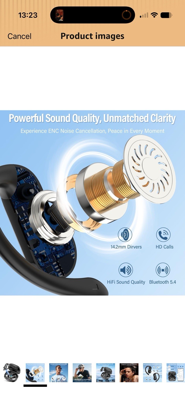 Open Ear Earbuds, Bluetooth 5.4 Headphones with 80H Playtime, IPX5 Water Resit.