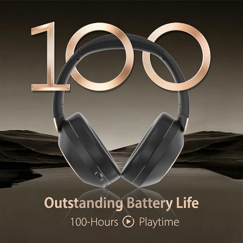 Active Noise Cancelling Headphones, 100H Playtime Headphones Wireless Black