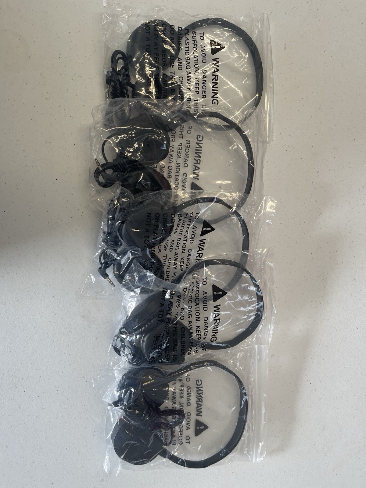 5 Pack Bulk Wired On-Ear Headphones with 3.5mm Plug for Classroom Library Travel