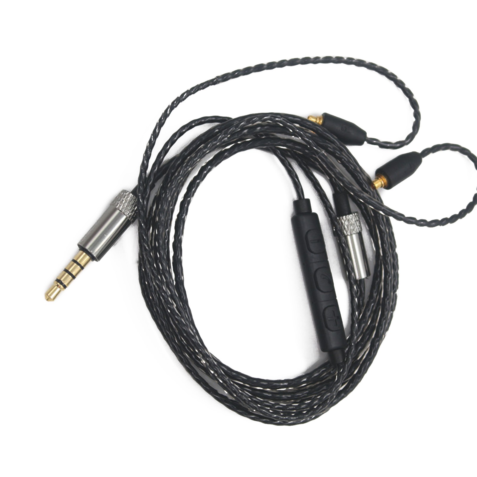 PVC MMCX Audio Cable Volume Control For Shure SE215/425/535/846 Black With Mic