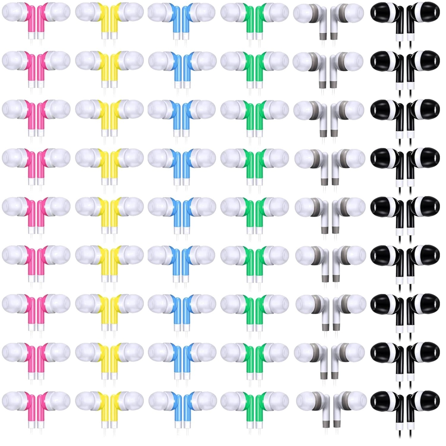 60 Pack Earbuds for Group Use – Assorted Colors, Retro Style