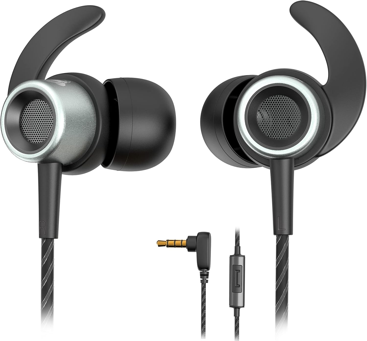 Noise Cancelling Headphones Wired Earbuds For Kids And Adults Silver gray