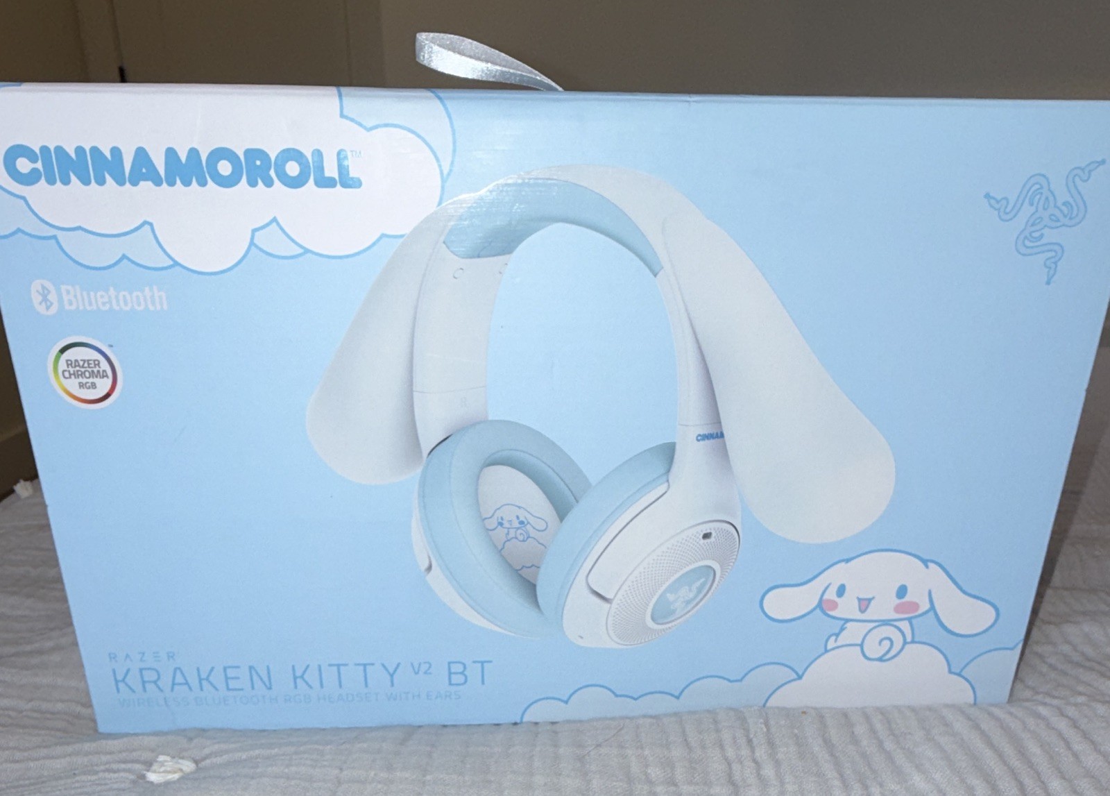 Razer X Cinnamoroll kraken kitty V2 BT Wireless Bluetooth Headset With Ears RARE