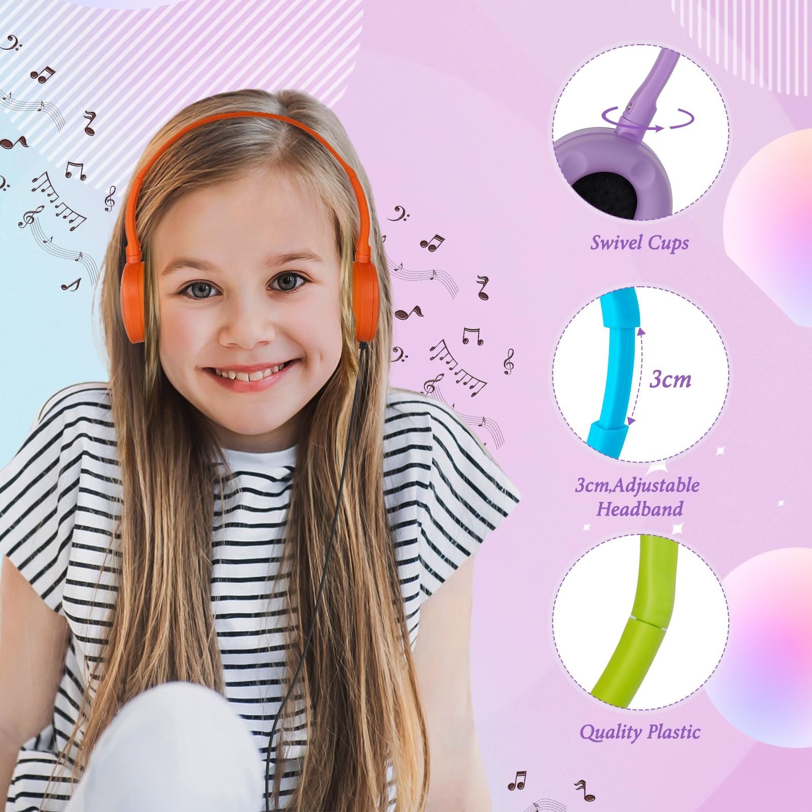 Headphones for Kids School Classroom Bulk 10 Pack Multi Colored,Wired Adjusta…