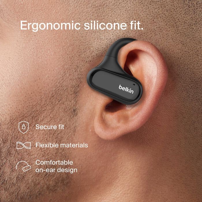 Belkin Open-Ear Earbuds | iPhone Compatible | Secure Ear Hooks for Gym & Running