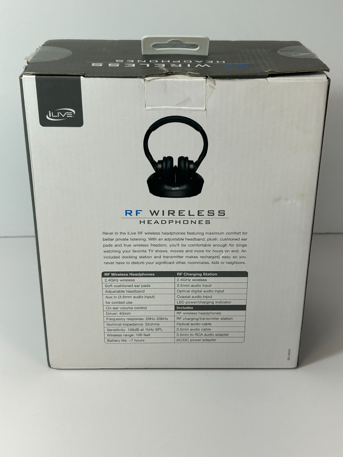 iLive RF Wireless Over Ear Headphones 2.4GHz HD Audio Charging Dock IAHRF79B