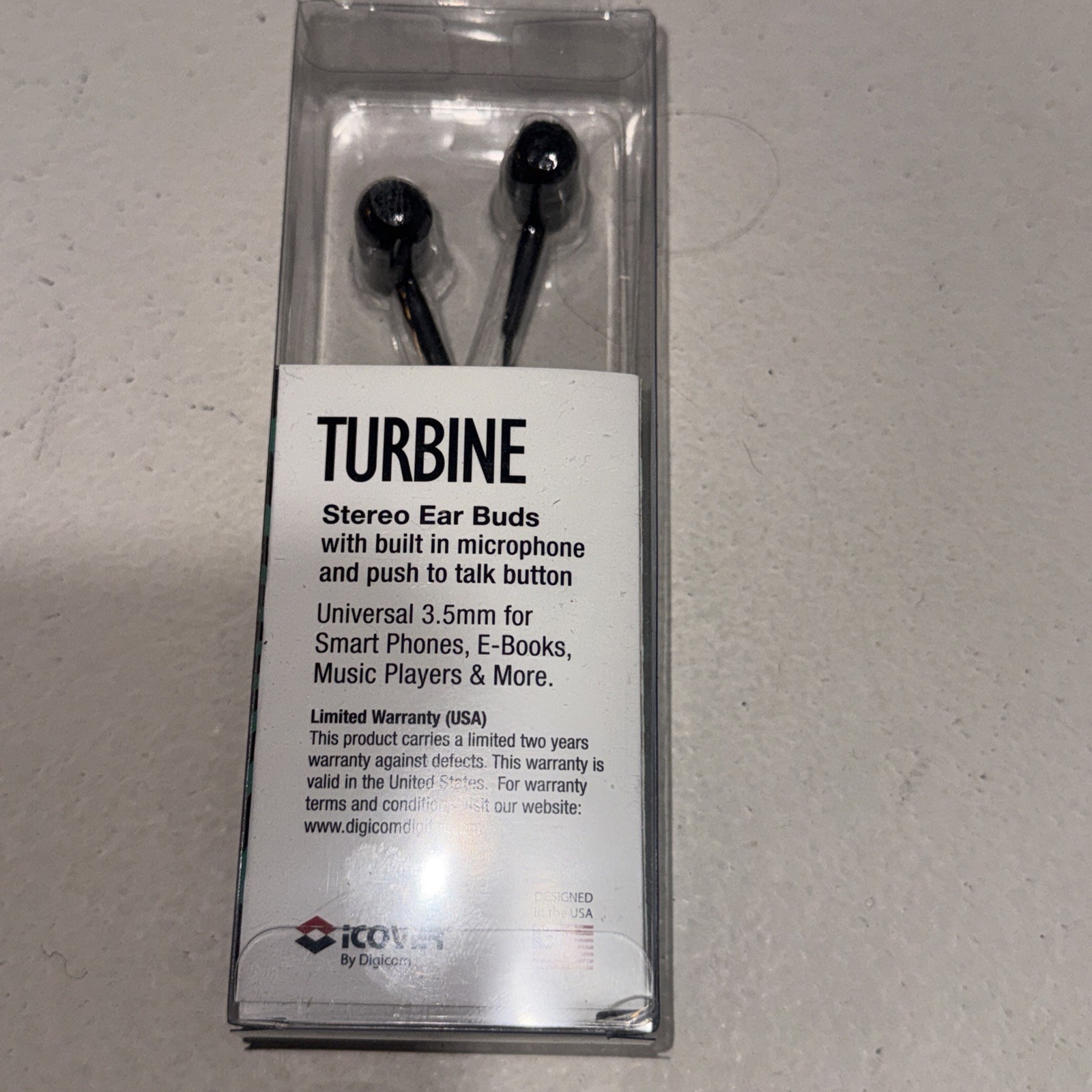 Turbine stereo earbuds built-in microphone & push to talk button 3.5mm Green