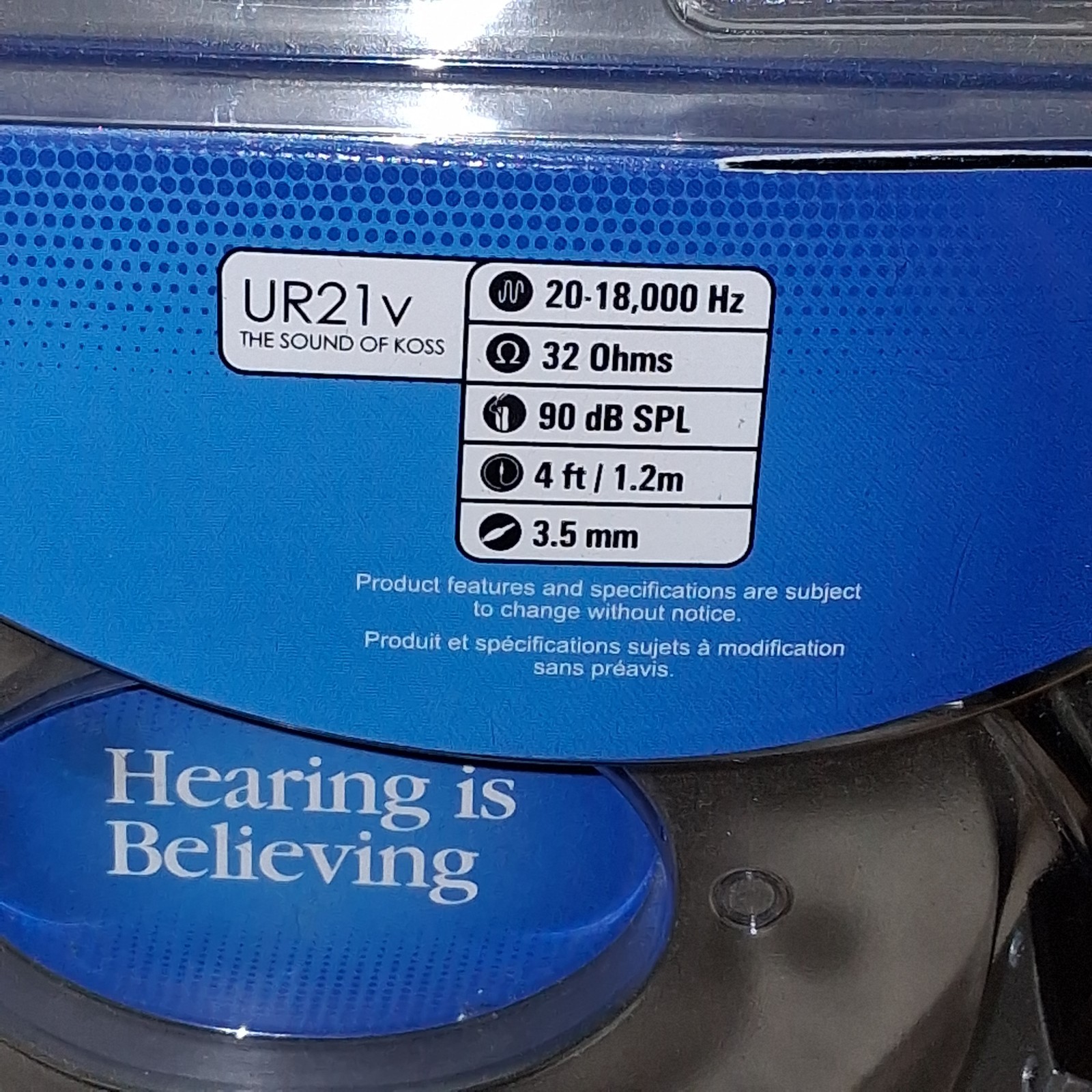 Koss UR21v On Ear Adjustable Stereo Headphones Silver Wired 3.5mm New In Package