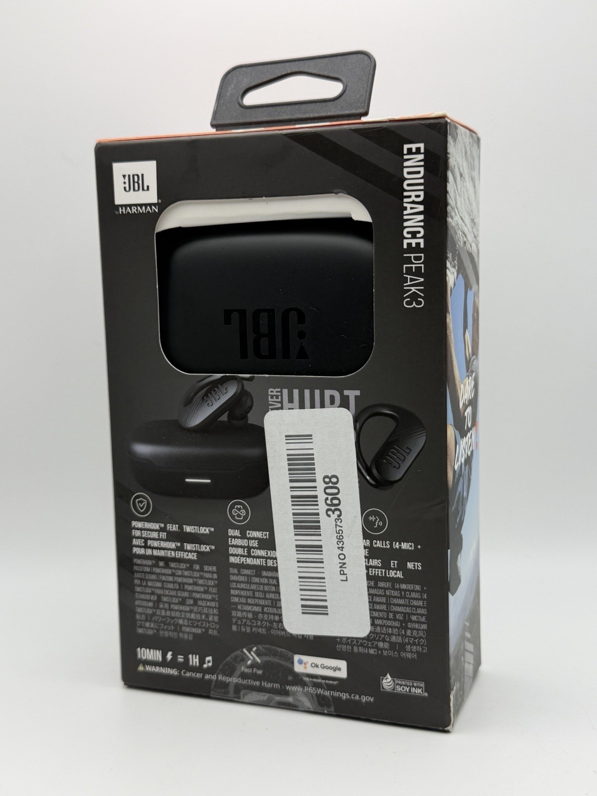 JBL Endurance Peak 3 True Wireless Bluetooth Earbud Headphones – Black