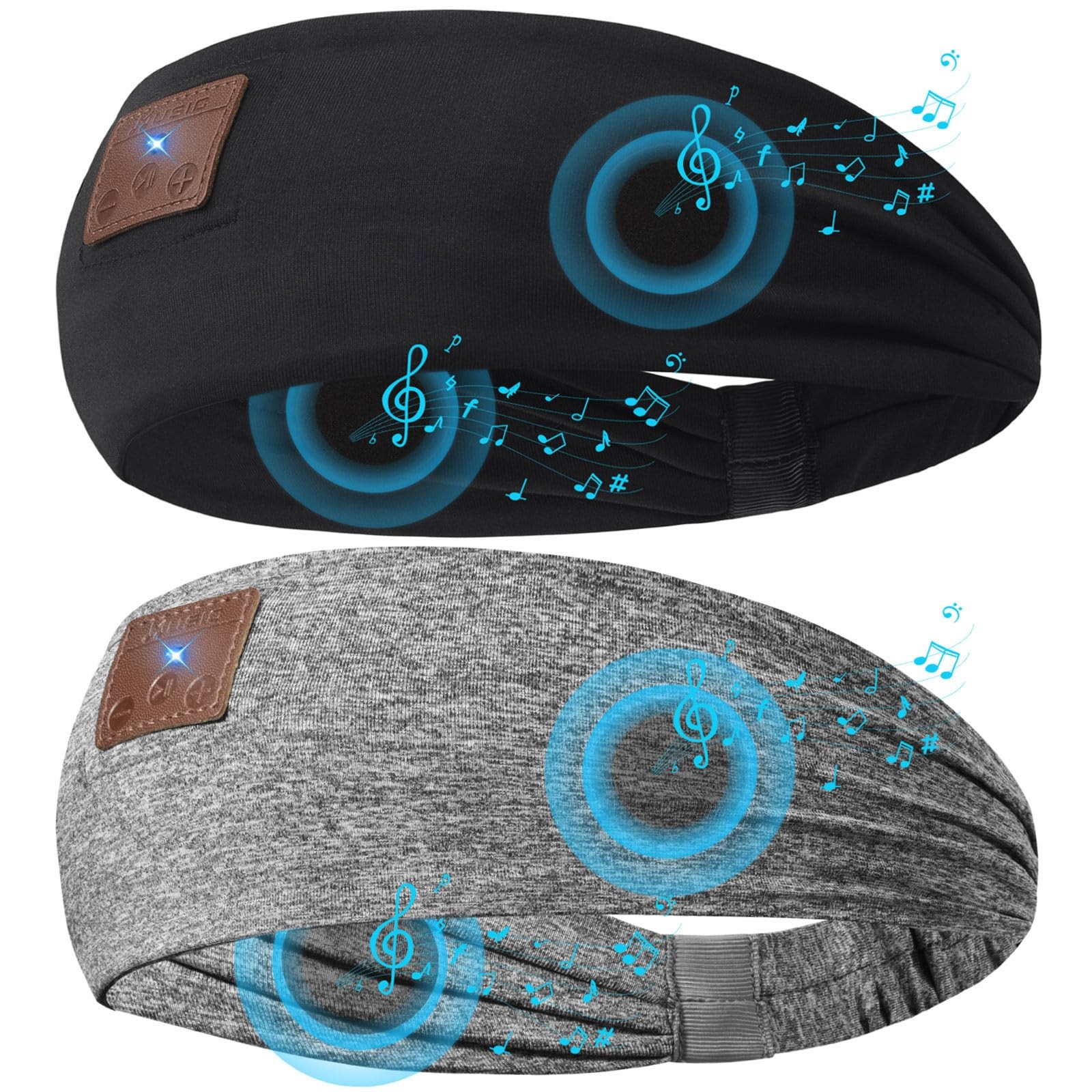 2-Pack Sleeping Headphones Wireless Bluetooth 1 Count (Pack of 2), Black+Grey