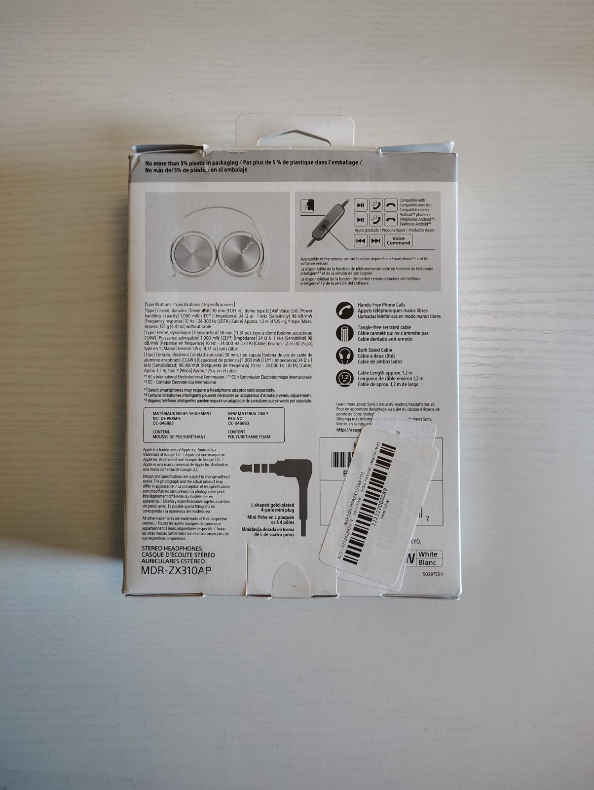 Sony MDR-ZX310AP Wired On Ear Headphones With Mic Open Box