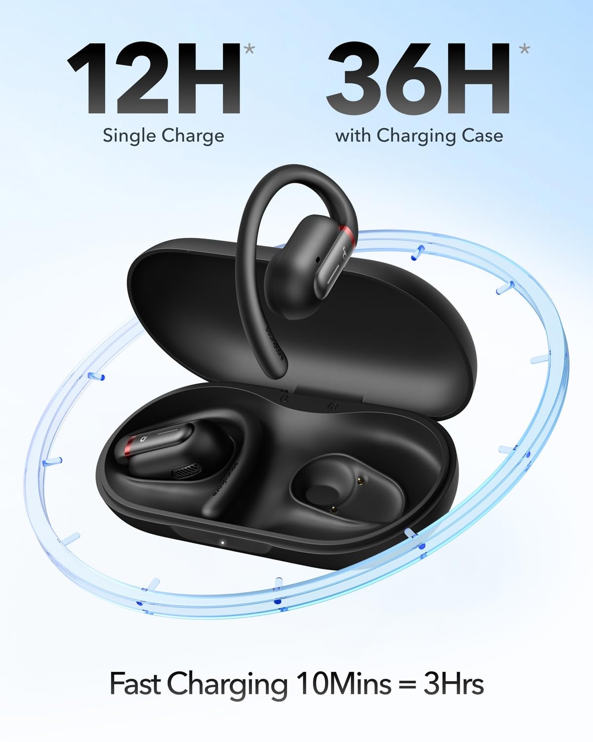 Soundcore V30i Open Ear Headphones Lightweight Secure Fit Clear Sound 36 Hour…