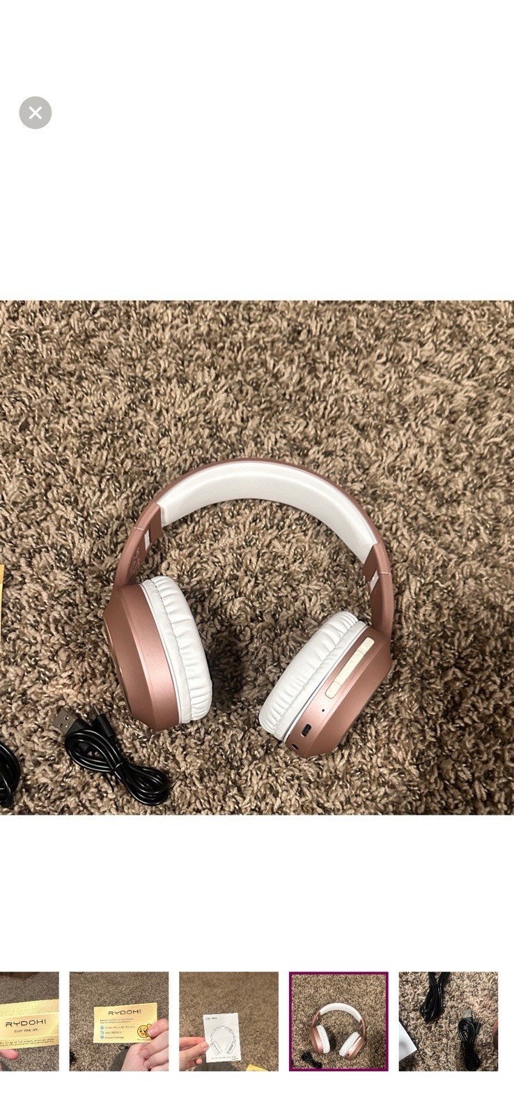RYDOHI R916 Over-Ear Headphones Rose Gold White USB 3.5mm Headband Double Ear