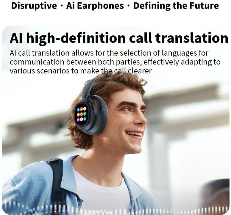 AI Headphones with Detachable Screen – 115-Language Real-Time Translation, Hy…