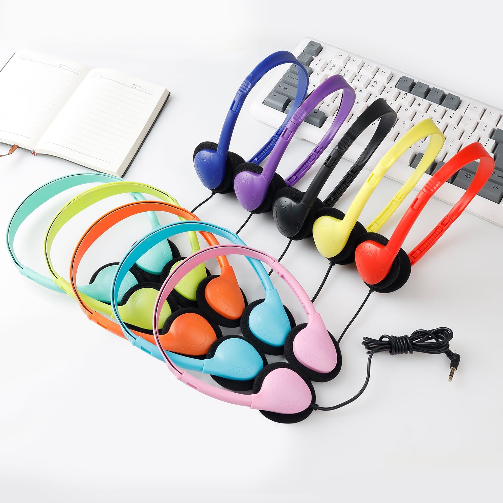 15 PCS Bulk Classroom Headphones For Kids School Wired 3.5mm 10 Mix Color