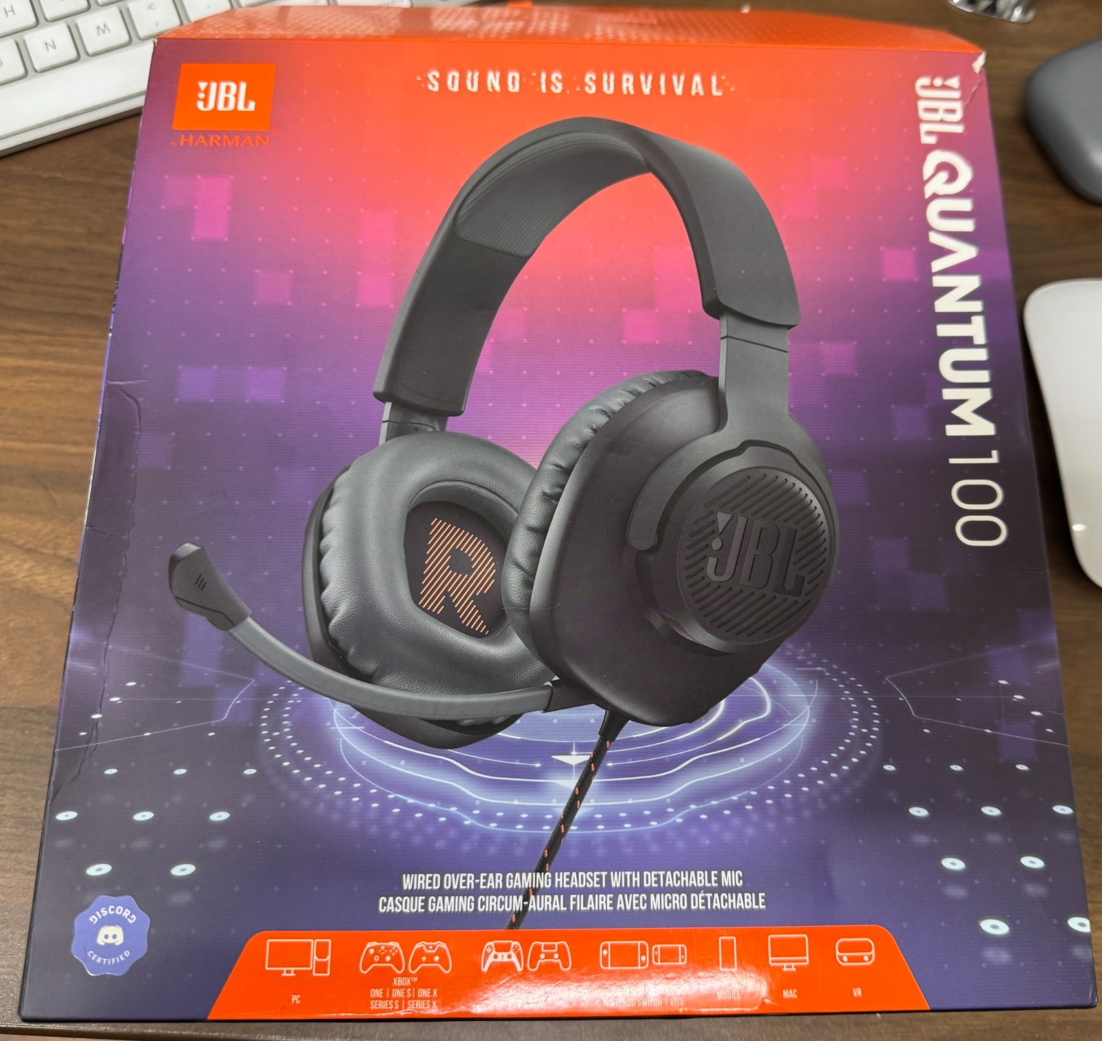 JBL Quantum 100 Wired Over-Ear Gaming Headphones – Black with microphone – READ