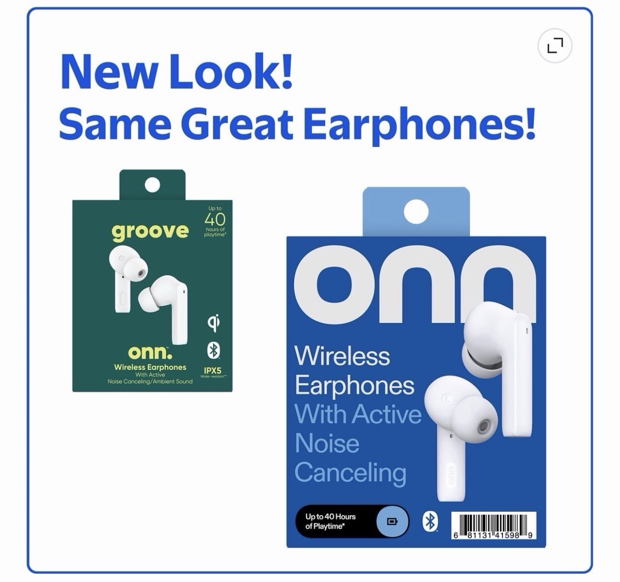 Groove Onn. Wireless Earbuds Active Noise Canceling (IPX5) White Bluetooth 40 Hr