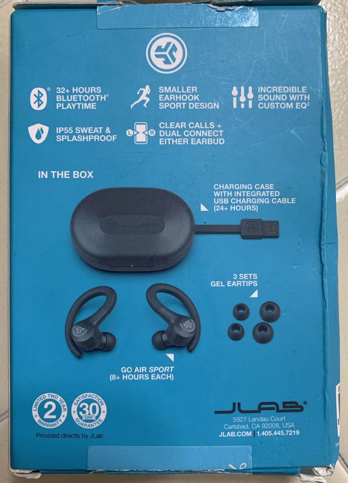 JLab Go Air Sport True Wireless Bluetooth Earbuds With Charging Case – Graphite