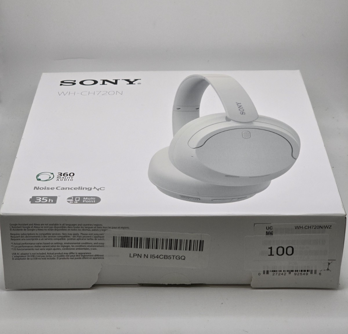 Sony WH-CH720N Wireless Over-Ear Headphones – White – Open Box