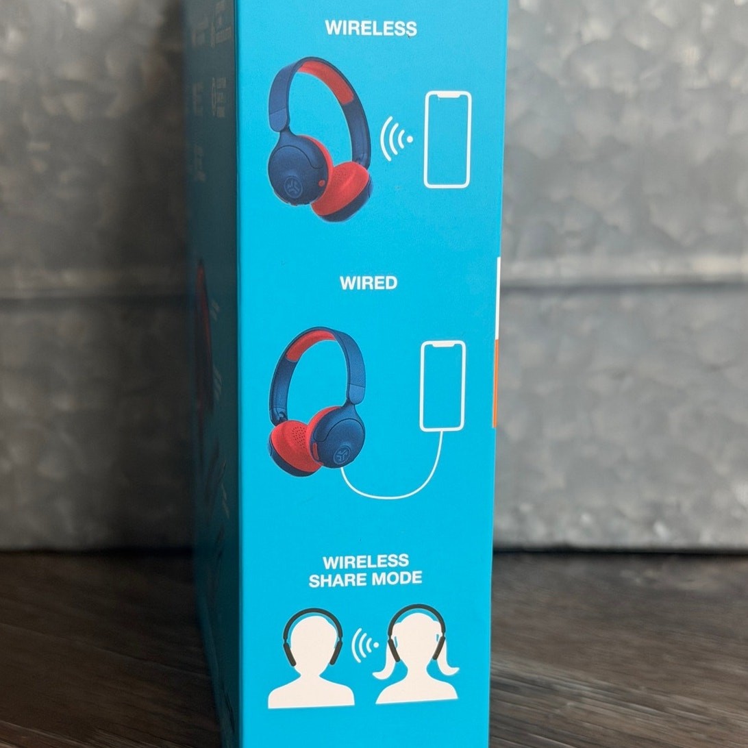 NEW JLab JBuddies ANC Kids Headphones Wireless + Wired 2-in-1 Bluetooth Volume
