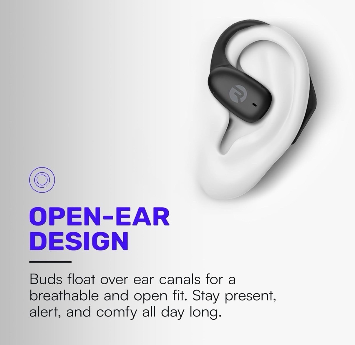 Raycon Essential Open Earbuds – True Wireless Open Ear Bluetooth 6.0 Headphones