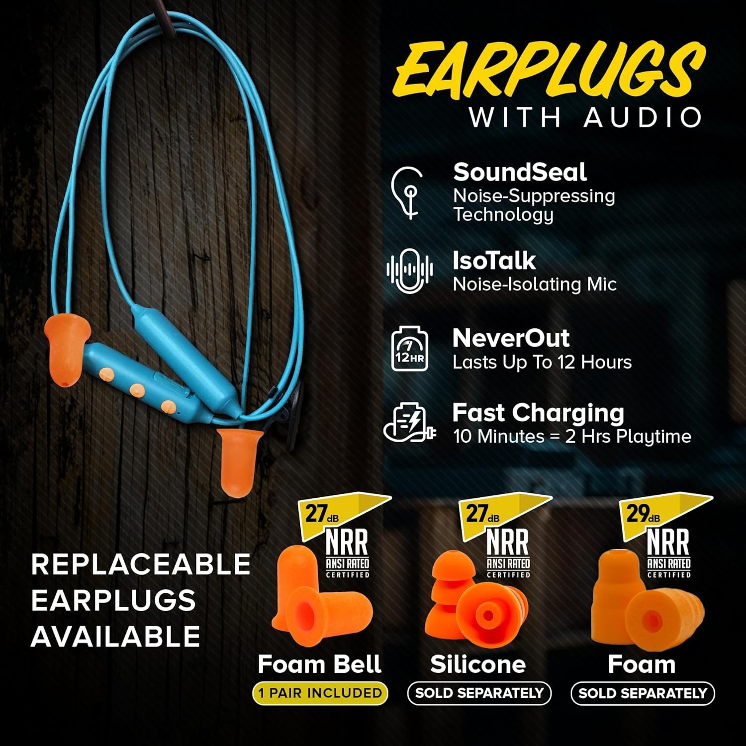 Wireless Earplug Headphones – Hearing Protection & Music with Touch Controls