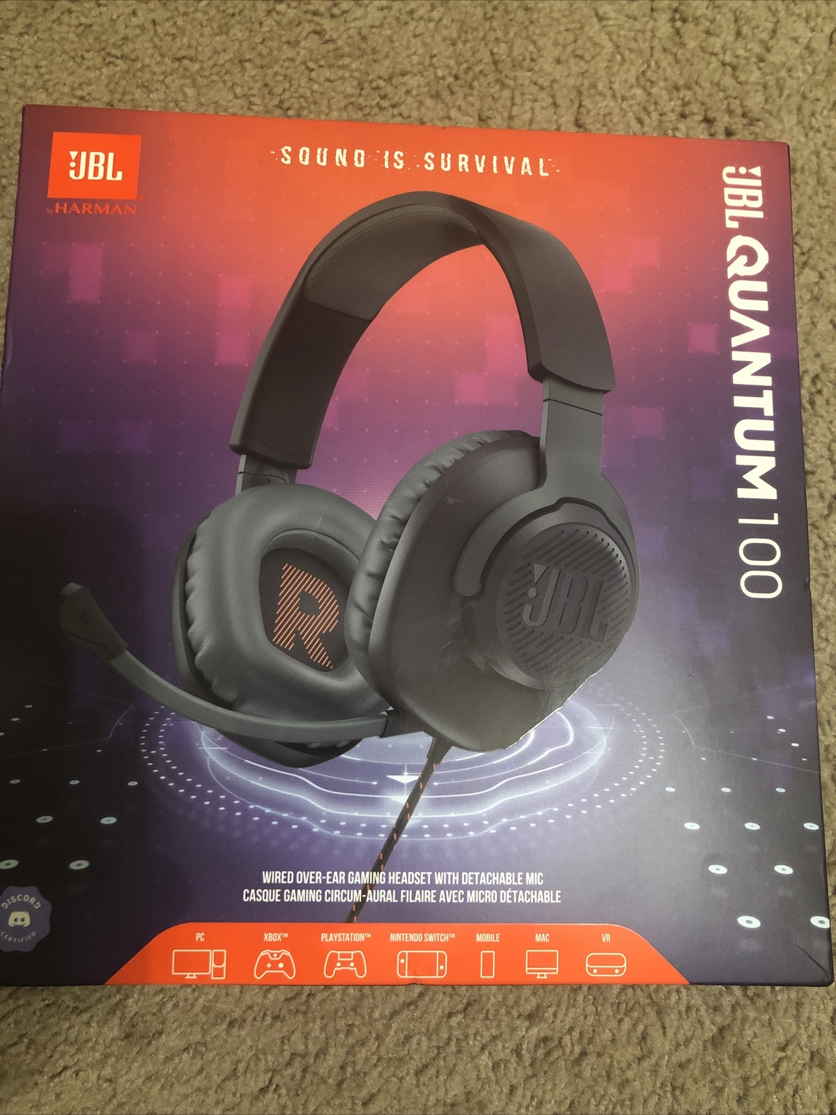 JBL Quantum 100 Wired Over-Ear Gaming Headphones – Black