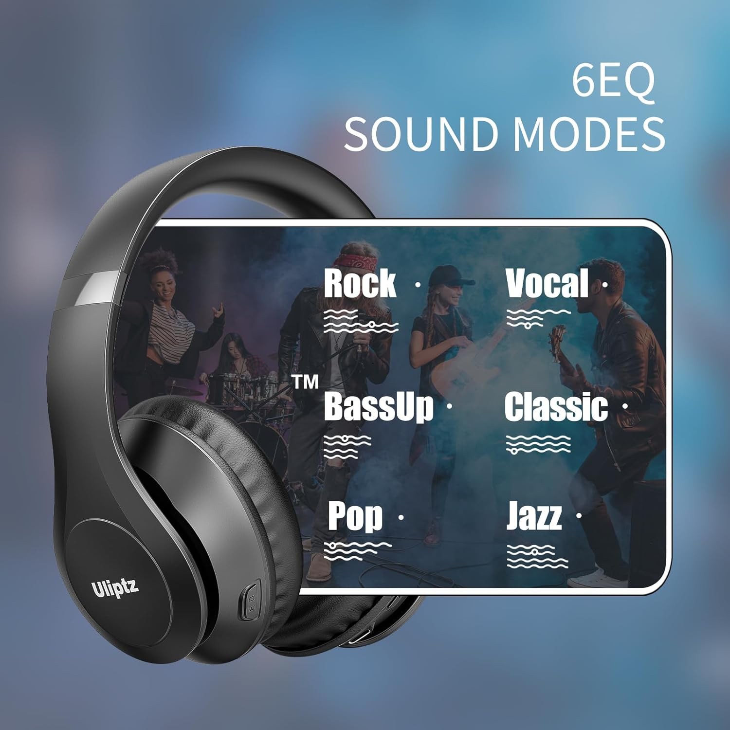 Wireless Bluetooth Headphones, 65H Playtime, 6 EQ Sound Modes, HiFi Stere