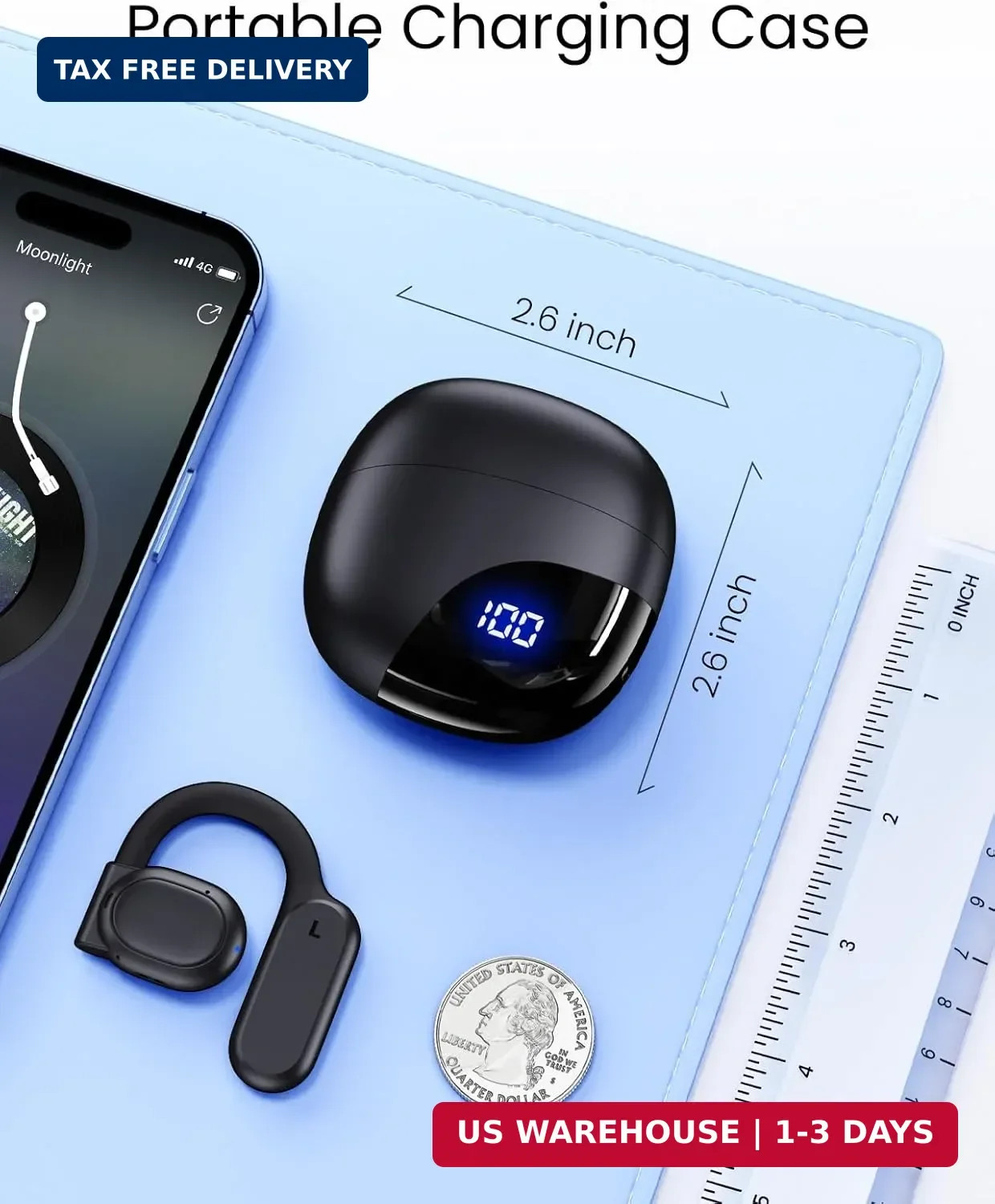 AI Translation Earbuds Real Time 164 Languages 80H Translator Earbuds K black